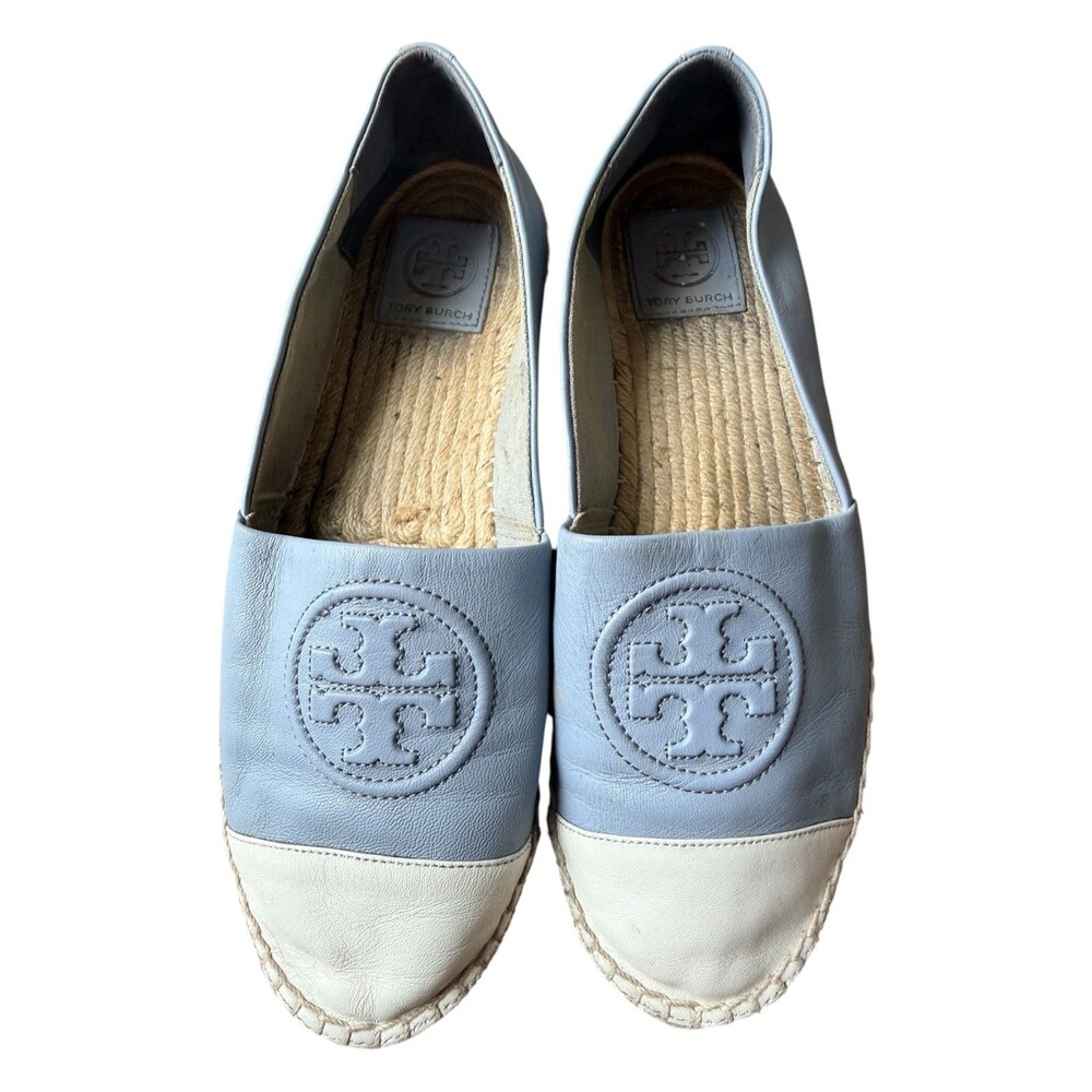 Tory Burch Ines  Leather Cap Toe Jute Espadrille Flats Women Size 9